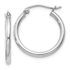 QE798 Sterling Silver Rhodium-plated 2mm Round Hoop Earrings