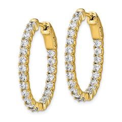 QE7997Y Sterling Shimmer Sterling Silver Gold-tone Flash Gold-plated 42 Stone 2.5mm CZ In and Out Oval Hinged Hoop Earrings