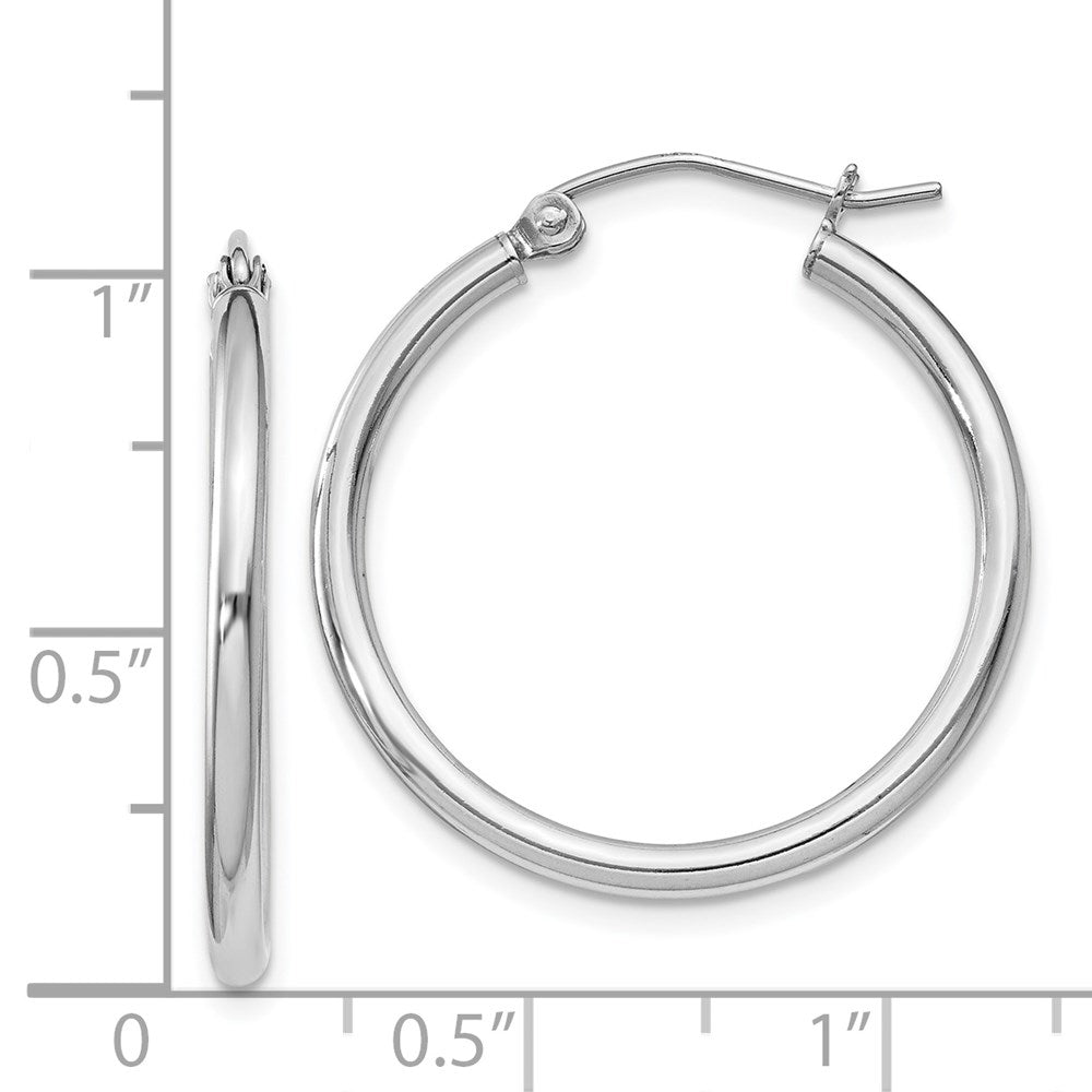 QE800 Sterling Silver Rhodium-plated 2mm Round Hoop Earrings