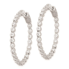 QE8015 Sterling Shimmer Sterling Silver Rhodium-plated 46 Stone 2.75mm CZ In and Out Round Hinged Hoop Earrings
