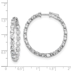 QE8018 Sterling Shimmer Sterling Silver Rhodium-plated 36 Stone 3.5mm CZ In and Out Round Hinged Hoop Earrings