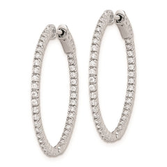 QE8020 Sterling Shimmer Sterling Silver Rhodium-plated 80 Stone 1.25mm CZ In and Out Round Hinged Hoop Earrings