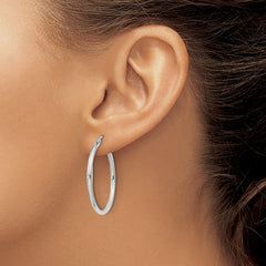 QE802SP Sterling Silver 2mm Round Hoop Earrings