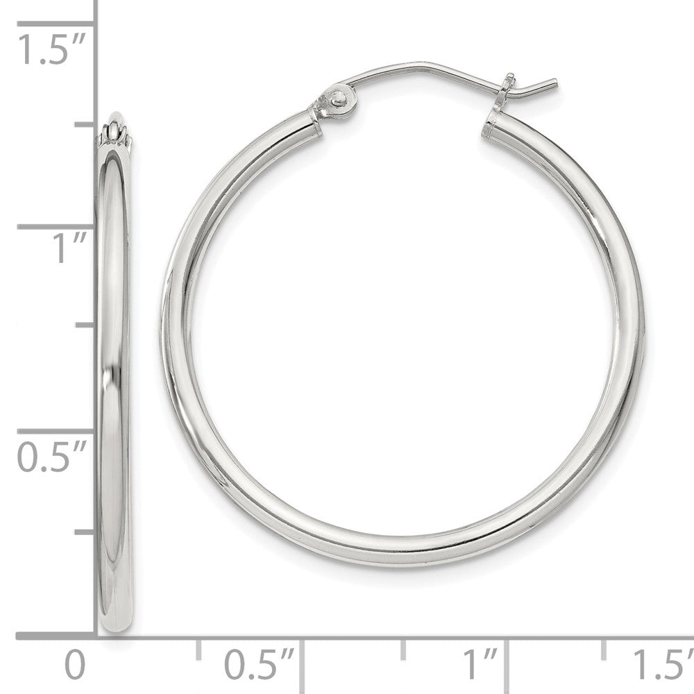 QE802SP Sterling Silver 2mm Round Hoop Earrings