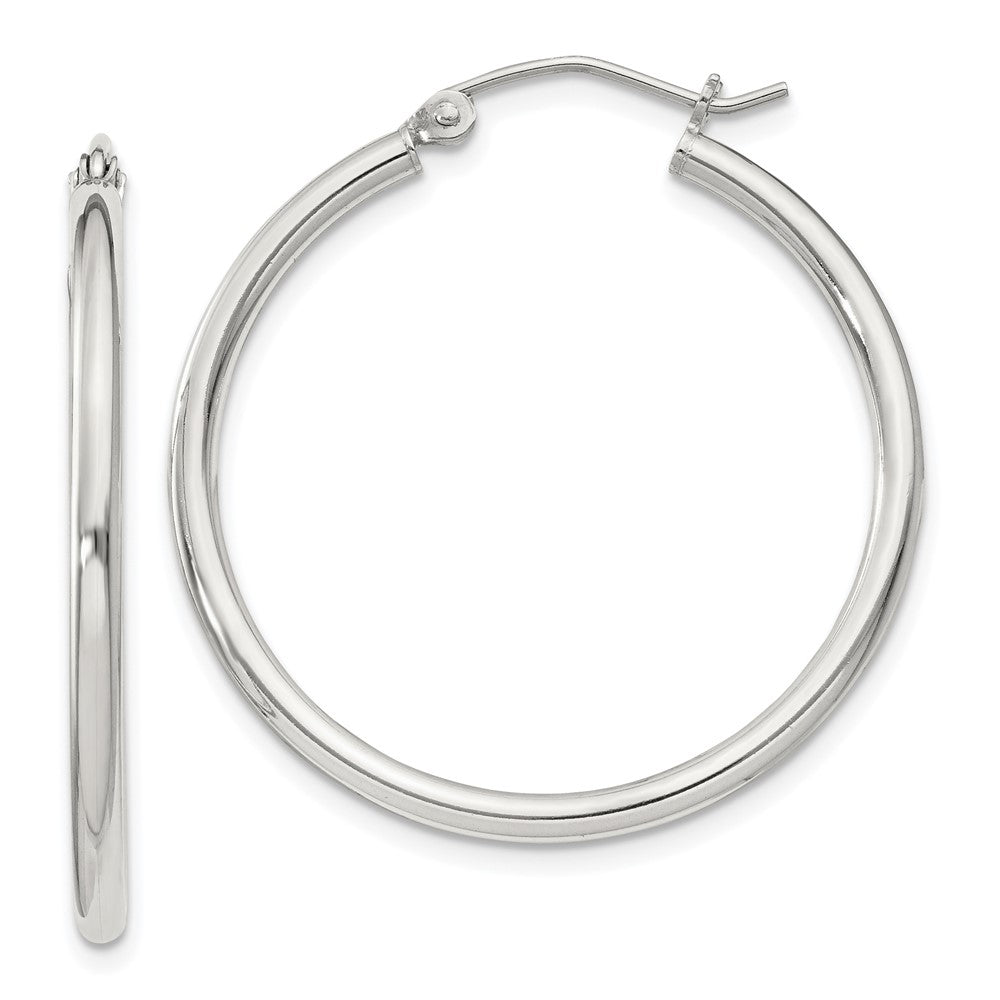 QE802SP Sterling Silver 2mm Round Hoop Earrings