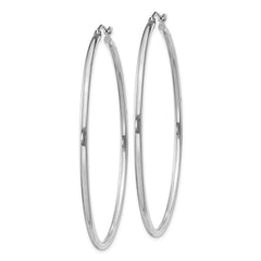 QE803 Sterling Silver Rhodium-plated 2mm Round Hoop Earrings
