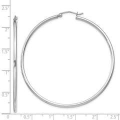 QE803 Sterling Silver Rhodium-plated 2mm Round Hoop Earrings