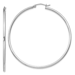 QE803 Sterling Silver Rhodium-plated 2mm Round Hoop Earrings