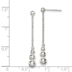 QE8053 Sterling Silver Polished Teardrop & Bead Post Dangle Earrings