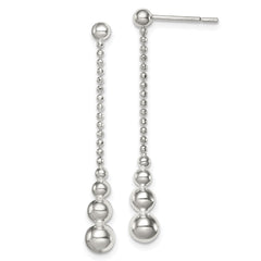 QE8053 Sterling Silver Polished Teardrop & Bead Post Dangle Earrings