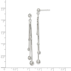 QE8055 Sterling Silver Polished Graduated Beaded Chain Post Dangle Earrings