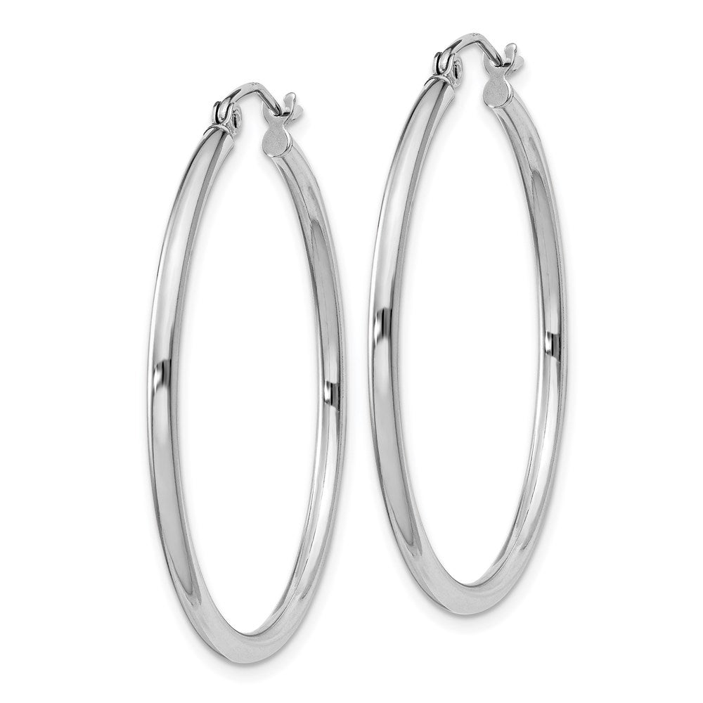 QE806 Sterling Silver Rhodium-plated 2mm Round Hoop Earrings