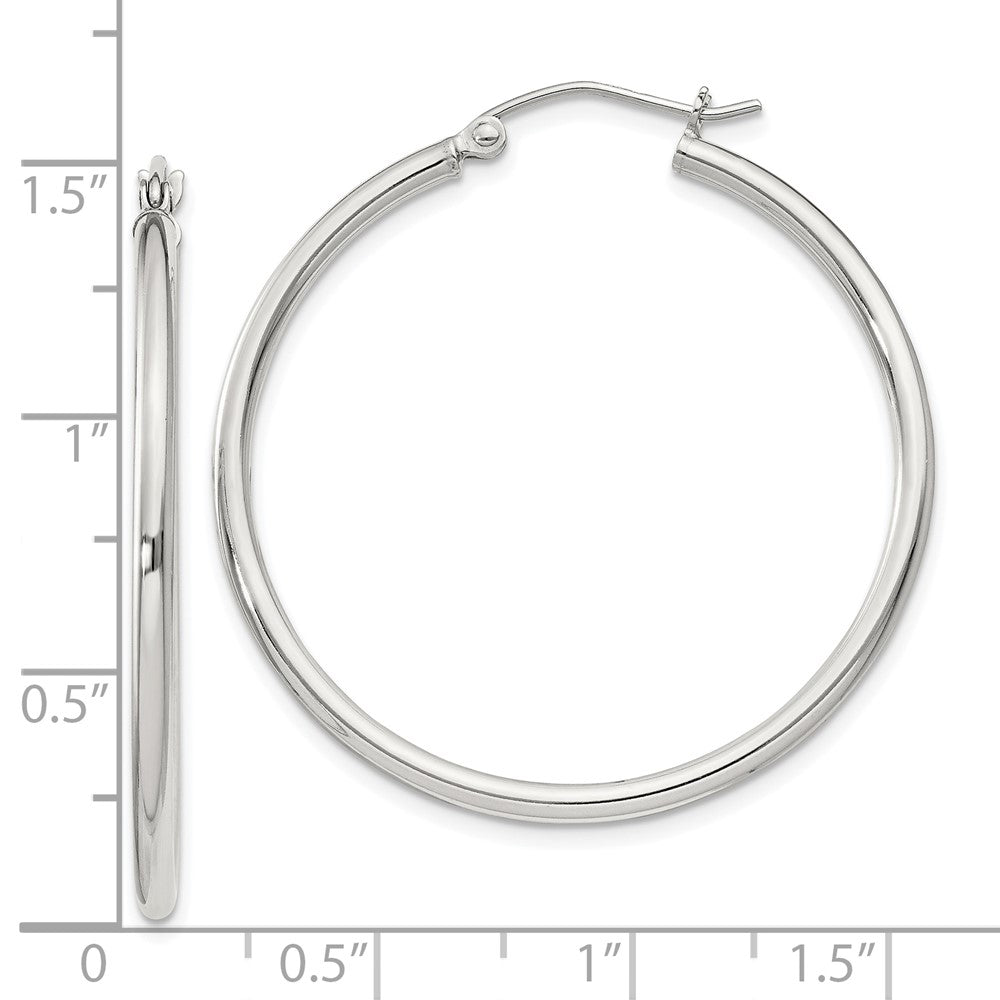 QE806SP Sterling Silver 2mm Round Hoop Earrings