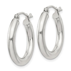 QE807SP Sterling Silver 3mm Round Hoop Earrings