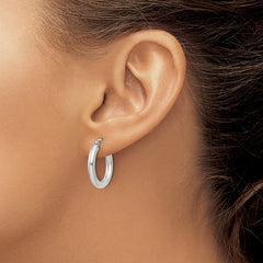 QE807SP Sterling Silver 3mm Round Hoop Earrings