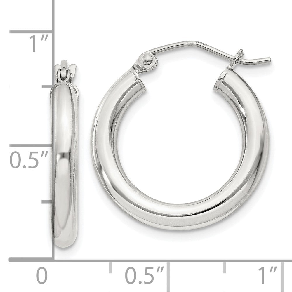 QE807SP Sterling Silver 3mm Round Hoop Earrings