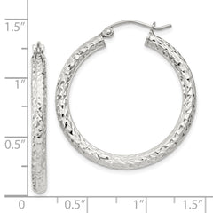 QE8088SP Sterling Silver D/C 3x30mm Hoop Earrings