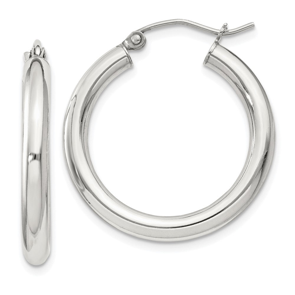 QE808SP Sterling Silver 3mm Round Hoop Earrings