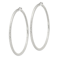 QE8096SP Sterling Silver D/C 3x70mm Hoop Earrings