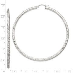 QE8096SP Sterling Silver D/C 3x70mm Hoop Earrings