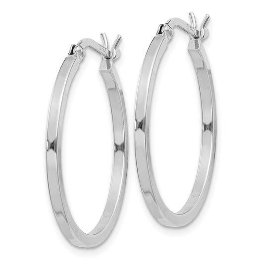 QE8097 Sterling Silver Rhodium-plated 1.5x25mm Hoop Earrings