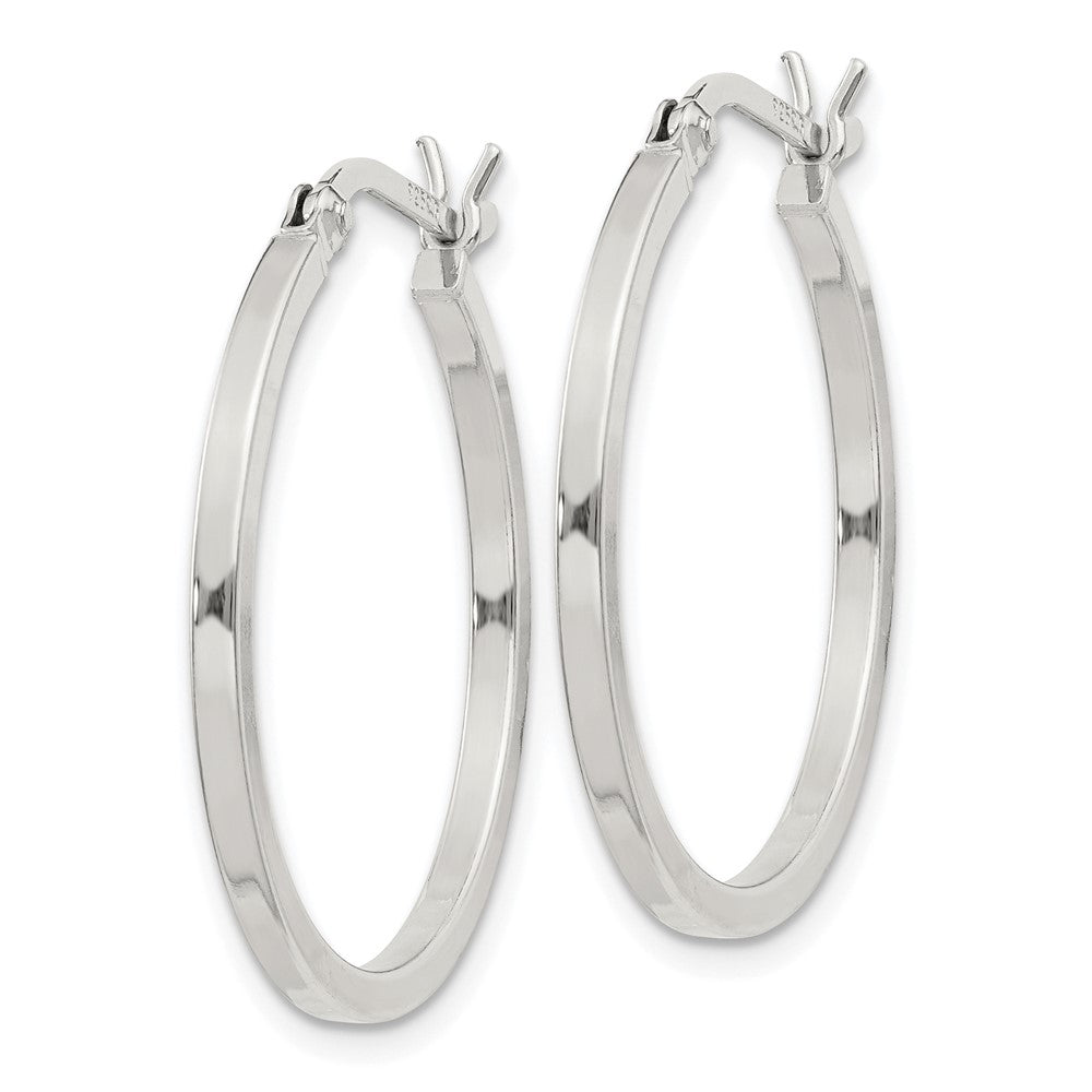 QE8097SP Sterling Silver 1.5x25mm Hoop Earrings