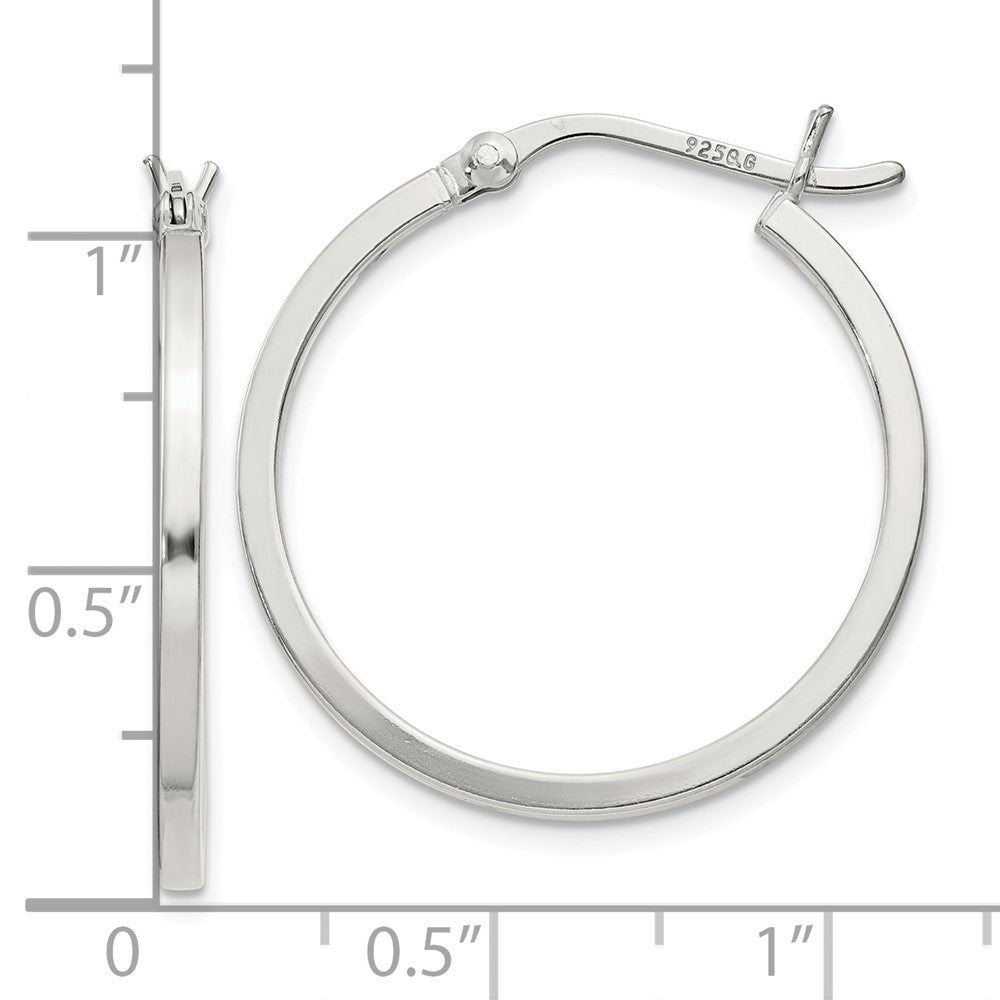 QE8097SP Sterling Silver 1.5x25mm Hoop Earrings