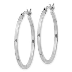 QE8098 Sterling Silver Rhodium-plated 1.5x30mm Hoop Earrings