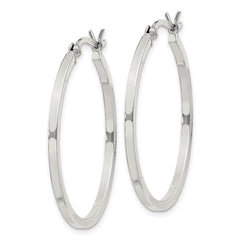 QE8098SP Sterling Silver 1.5x30mm Hoop Earrings