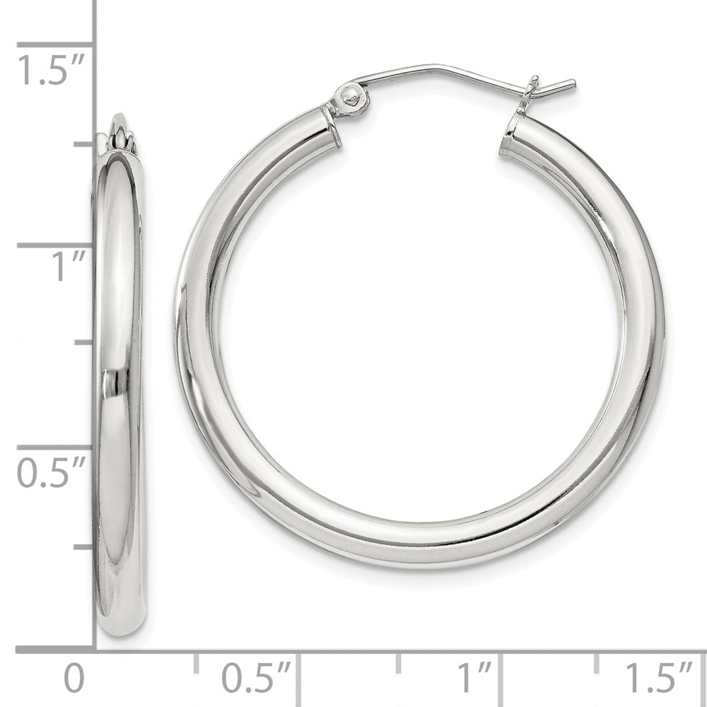 QE809SP Sterling Silver 3mm Round Hoop Earrings