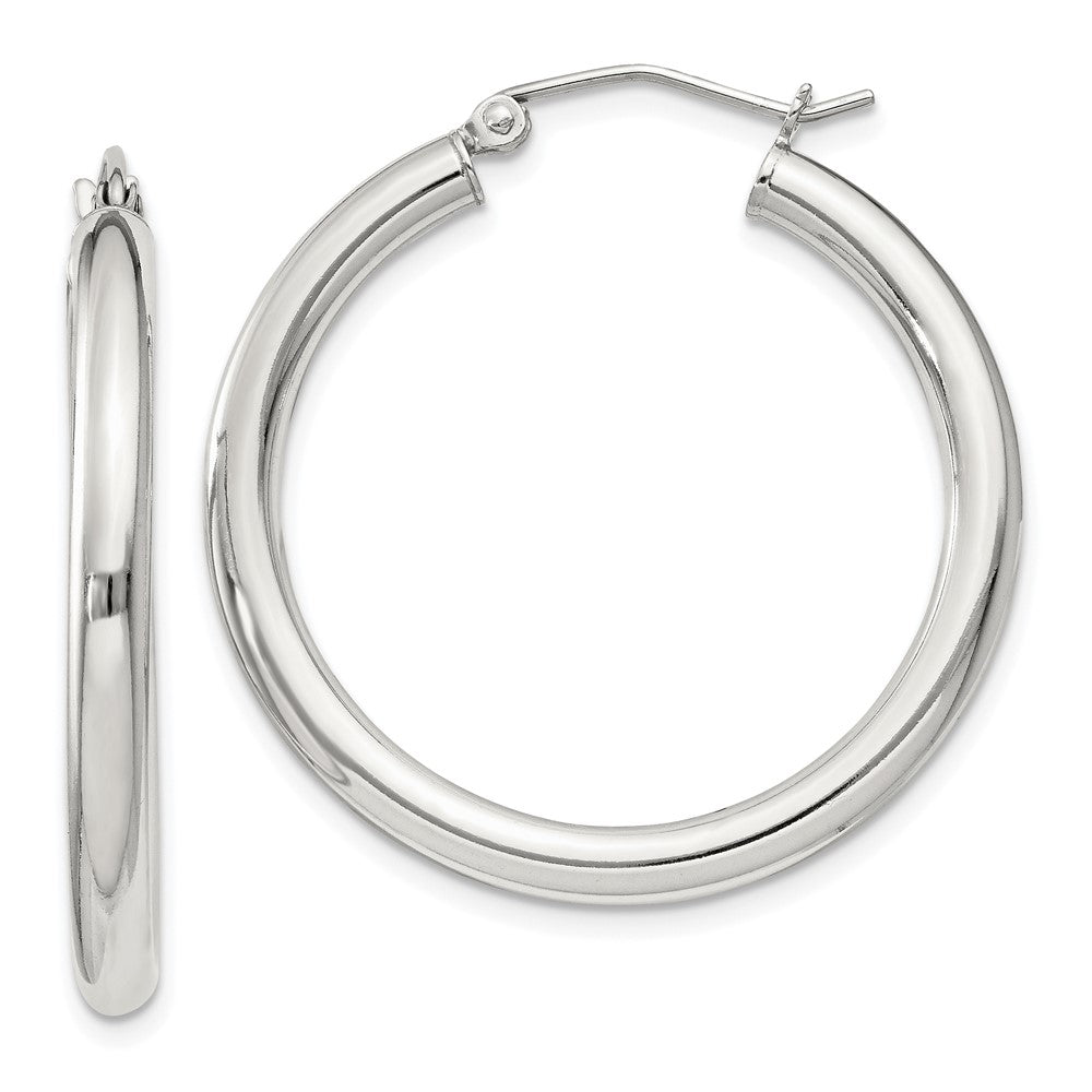 QE809SP Sterling Silver 3mm Round Hoop Earrings