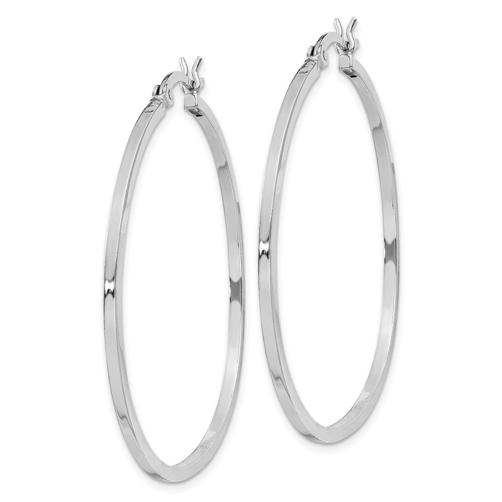 QE8100 Sterling Silver Rhodium-plated 1.5x40mm Hoop Earrings