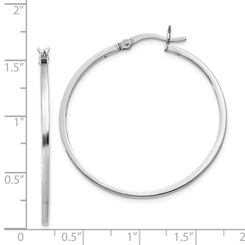 QE8101 Sterling Silver Rhodium-plated 1.5x35mm Hoop Earrings
