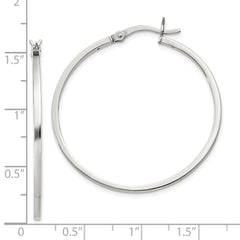 QE8101SP Sterling Silver 1.5x35mm Hoop Earrings