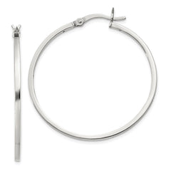 QE8101SP Sterling Silver 1.5x35mm Hoop Earrings