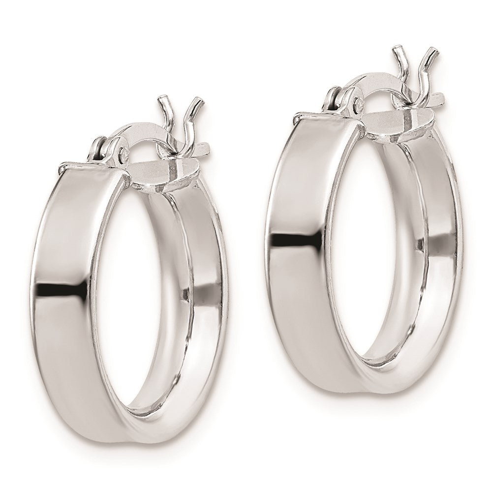 QE8105 Sterling Silver Rhodium Plated 4x16mm Hoop Earrings