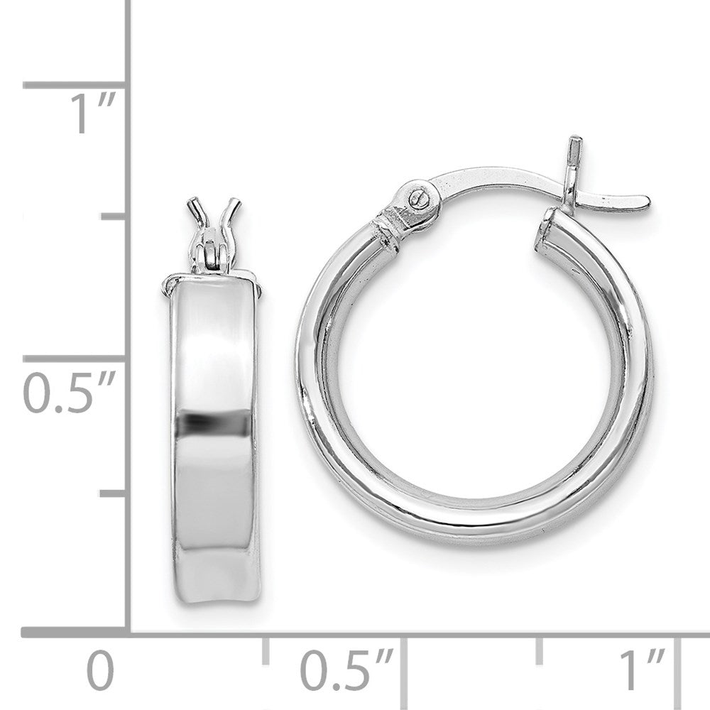 QE8105 Sterling Silver Rhodium Plated 4x16mm Hoop Earrings