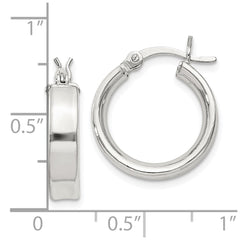 QE8105SP Sterling Silver 4x16mm Hoop Earrings