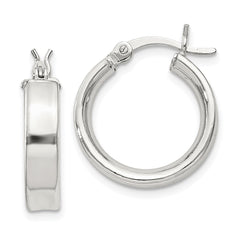 QE8105SP Sterling Silver 4x16mm Hoop Earrings