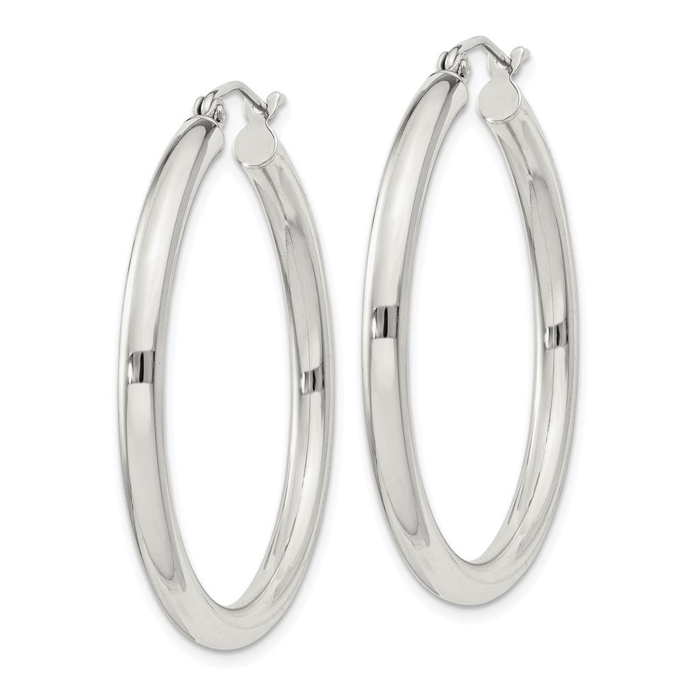 QE810SP Sterling Silver 3mm Round Hoop Earrings
