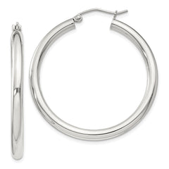 QE810SP Sterling Silver 3mm Round Hoop Earrings