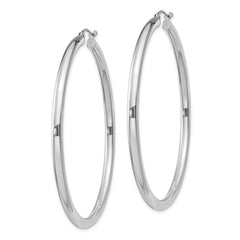 QE812 Sterling Silver Rhodium-plated 3mm Round Hoop Earrings