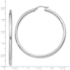 QE812 Sterling Silver Rhodium-plated 3mm Round Hoop Earrings