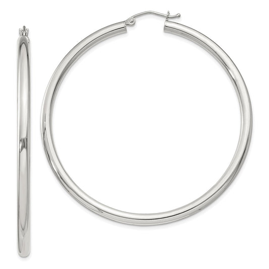 QE812SP Sterling Silver 3mm Round Hoop Earrings