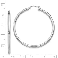 QE813 Sterling Silver Rhodium-plated 3mm Round Hoop Earrings