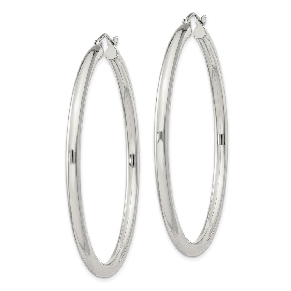 QE813SP Sterling Silver 3mm Round Hoop Earrings