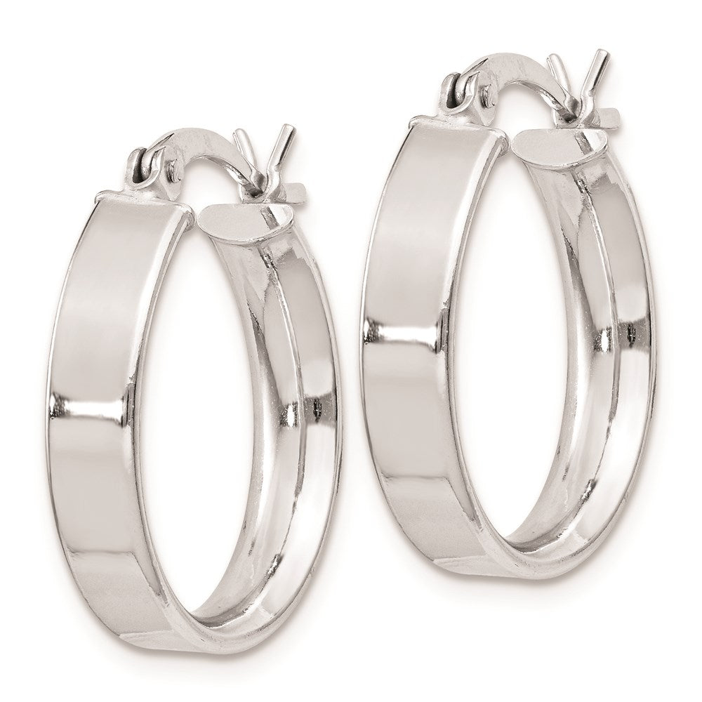 QE8143 Sterling Silver Rhodium Plated 4.25x20 Hoop Earrings