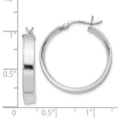 QE8144 Sterling Silver Rhodium Plated 4.25x25Hoop Earrings