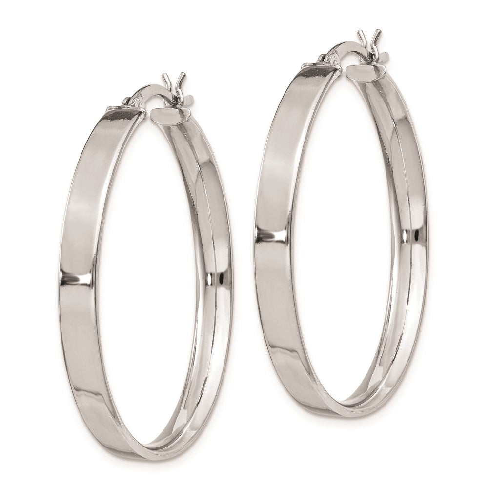 QE8146 Sterling Silver Rhodium Plated 4.25x35 Hoop Earrings