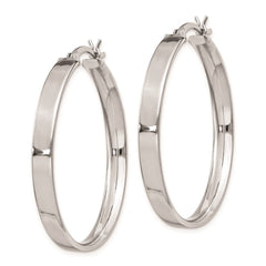QE8146 Sterling Silver Rhodium Plated 4.25x35 Hoop Earrings